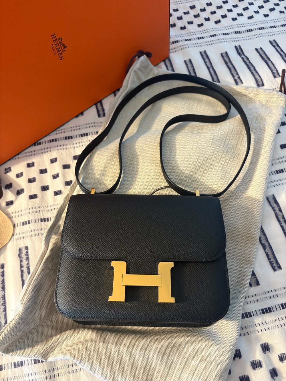 New 2026 Hermes Constance 18 Bag in Black Epson with Gold Hardware with Mirror